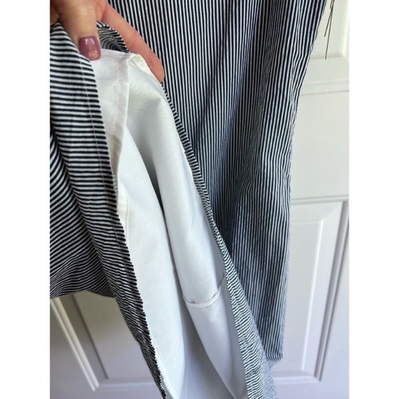 Judith March Blue and White Pinstriped Dress Mint Green Embroidery Size Small - Picture 6 of 11